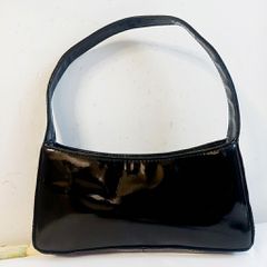 Μαύρη Vintage Baguette Τσάντα (Λουστρίνι)
