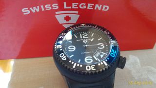 Ανδρικό ρολόι χειρός, AYTOMATIC, Swiss Legend SL-11819-BB-01, 21 Jewels. Κάσα από ανοξείδωτο ατσάλι, με επικάλυψη μαύρης σιλικόνης. Με ημερομηνία. Αδιάβροχο στα 100 μέτρα.