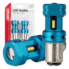 Amio - Λάμπες LED Αυτοκινήτου LED CANBUS 1157 BAY15D P21/5W 4SMD 1860 6000K Λευκή – Universal 12V/24V - 2 Τεμ. (04253/AM)