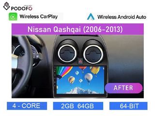 Nissan Qashqai (2006-2013) Android Car Radio 9" 2+64GB Ασύρματο CarPlay & Aσύρματο Android Auto GPS WiFi EQ
