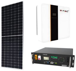 V-TAC KIT Φωτοβολταϊκό 5KW με Μπαταρία LifePO4 5kWh, Inverter Μονοφασικό Υβριδικό, 5kW Μονοκρυσταλλικά Πάνελ. 100162