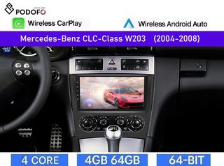 Mercedes Benz CLC W203 (2004-2008) Android Car Radio 9" 4+64GB Ασύρματο CarPlay & Aσύρματο Android Auto GPS WiFi EQ