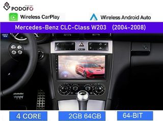 Mercedes Benz CLC W203 (2004-2008) Android οθόνη 9" 2+64GB Ασύρματο CarPlay & Aσύρματο Android Auto GPS WiFi EQ