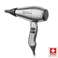 Επαγγελματικό σεσουάρ μαλλιών VALERA SWISS SILENT JET 8600 D με AC μοτέρ 2400W και καλώδιο με σύστημα Rotocord στη λαβή για περιστροφή 360° σε ασημί χρώμα