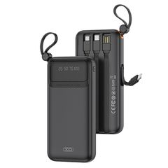 Power Bank 10000mAh XO PR278 με 4 ενσωματωμένα καλώδια 1xUSB-Α, 1xUSB Type-C + 1xMicro USB + 1xLightning 71x20x145.5mm