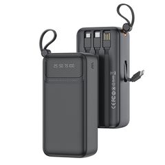 Power Bank 30.000mAh XO PR280 με 4 ενσωματωμένα καλώδια 1xUSB-Α, 1xUSB Type-C + 1xMicro USB + 1xLightning 10W μαύρο 148x71x44.5mm