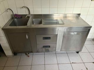 Ανοξείδωτος επαγγελματικός πάγκος κουζίνας με νεροχύτη