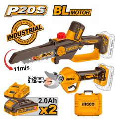 COSLI250795E Σετ Αλυσοπρίονο 150mm & Ψαλίδι Κλαδέματος 30cm 20V (2x2.0Ah) - 18V - 20V - INGCO (#COSLI250795E)