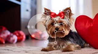 Intra Συλλεκτικό Ξύλινο Παζλ Plywood 4mm - Σκύλος Yorkshire Terrier που γιορτάζει την Ημέρα του Αγίου Βαλεντίνου Σε Ξύλινο Κουτί - Διαστάσεις: 10x10 cm – 25 κομμάτια