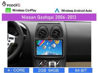 Nissan Qashqai (2006-2013) Android Car Radio 9" 2+64GB Ασύρματο CarPlay & Aσύρματο Android Auto GPS WiFi EQ
