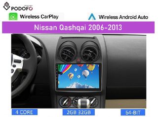 Nissan Qashqai (2006-2013) Android Car Radio 9" 2+32GB Ασύρματο CarPlay & Aσύρματο Android Auto GPS  WiFi EQ