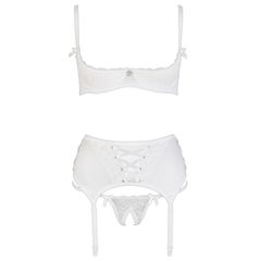 Delicate White Satin Bra with Sting and Suspender-thumb-1