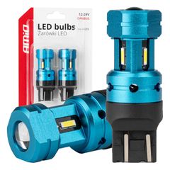 Amio - Λάμπες LED CANBUS T20 7443 W21/5W 4SMD 1860 Λευκή 6000K – 12/24V - 2 Τεμ. (04255/AM)