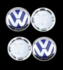 Τάπες για κέντρο ζάντας χρώμιο/μπλέ 52-55mm - Vw
