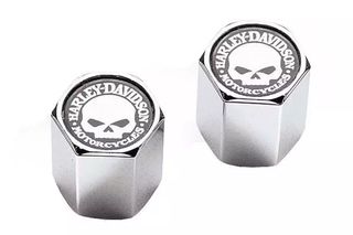 Τάπες βαλβιδών τροχού Harley-Davidson | Valve Stem Caps Skull white on black, ABS chrome