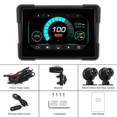 5″ Οθόνη Μοτοσυκλέτας 5″ PND με 2 Κάμερες DVR IP68 | Wireless CarPlay & Android Auto
