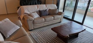 Καναπές δερμάτινος 2θέσιος, 3θέσιος και τραπεζάκι μασίφ