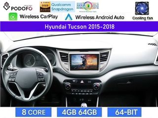 Hyundai Tucson (2015-18) Οθόνη 9" Android 15 | 4GB RAM + 64GB ROM | 8-Core Snapdragon | Ασύρματο CarPlay & Ασύρματο Android Auto | GPS | WiFi | DSP | FM/RDS