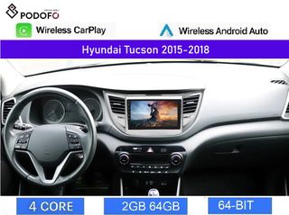 Hyundai Tucson (2015-18) Android οθόνη 9" 2+64GB Ασύρματο CarPlay & Aσύρματο Android Auto GPS WiFi EQ
