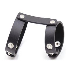 Naughty Toys snap fastener double loop leather cock ring