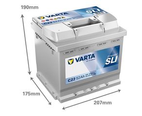 ΜΠΑΤΑΡΙΑ VARTA C22 52Ah 470A DYNAMIC SLI 207x175x190