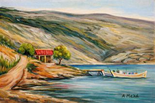 Ελαιογραφία σε καμβά της ζωγράφου Λόλας Μελά(1918-1988)διαστάσεων 50χ35 cm