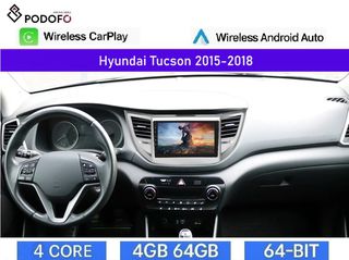Hyundai Tucson (2015-18) Android Car Radio 9" 4+64GB Ασύρματο CarPlay & Aσύρματο Android Auto GPS WiFi EQ