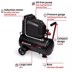 Αεροσυμπιεστής Einhell TC-AC 190/24/8 I OF 24lt 8bar 1100W Oil-Free