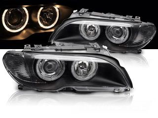 XENON HEADLIGHTS ANGEL EYES BLACK fits BMW E46 03-06 COUPE CABRIO EAUTOSHOP GR