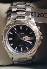Seiko Kinetic SKJ067 Cal. 5M43 Blue Black Dial SQ 100 Watch Men - Vintage -Made in Japan.