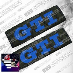 VOLKSWAGEN GTI ΜΑΞΙΛΑΡΑΚΙΑ ΖΩΝΗΣ ΤΕΧΝΟΔΕΡΜΑ RUBI ΜΑΥΡΟ ΜΕ ΜΠΛΕ ΚΕΝΤΗΜΑΤΑ GTI ΕΛΛΗΝΙΚΗΣ ΚΑΤΑΣΚΕΥΗΣ ΣΕΤ 2ΤΜΧ