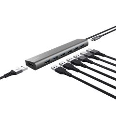 Trust TR-24967 Halyx USB 3.2 Hub 7 Θυρών με σύνδεση USB-A Γκρι