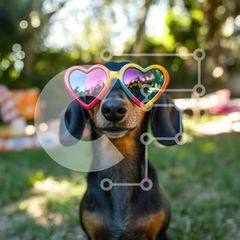 Intra Συλλεκτικό Ξύλινο Παζλ Plywood 4mm - Σκύλος Dachshund με γυαλιά ηλίου σε σχήμα καρδιάς Σε Ξύλινο Κουτί - Διαστάσεις: 10x10 cm – 25 κομμάτια