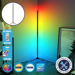 Μοντέρνο Minimal Επιδαπέδιο Μαύρο Φωτιστικό 200cm LED 40 Watt με Ασύρματο Χειριστήριο 2.4G RF, Λειτουργία μέσω WiFi APP & Dimmer RGBW+WW Πολύχρωμο - Ψυχρό - Ημέρας - Θερμό GloboStar ALIEN Design GLOBO