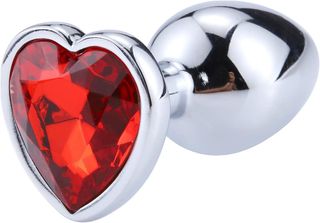 Butt plug with diamond heart red Large