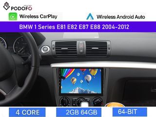 BMW Σειρά 1 E81/ E82 / E87 (2004-2011) Android οθόνη 9" 2+64GB Ασύρματο CarPlay & Aσύρματο Android Auto GPS WiFi EQ