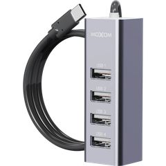 Moxom USB 2.0 Hub 4 Θυρών με σύνδεση USB-C Ασημί