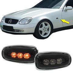 Πλαϊνά Φλας Φτερού Για Mercedes-Benz C W202 96-01 CLK W208 97-02 E W124 93-95 W210 95-03 SLK R170 96-04 Vito W638 96-03 Sprinter W901-W905 95-06 VW LT 98-06 Led Φιμέ 2 Τεμάχια