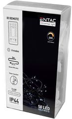 Entac Χριστουγεννιάτικα Λαμπάκια IP44 50 LED Ψυχρό 5m με τηλεχειριστήριο (3xAA Δεν περιλαμβ.) κατ