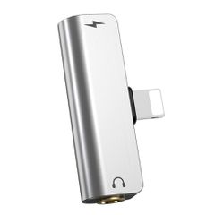 Αντάπτορας Hoco LS25 από Lightning σε 3.5mm και Lightning 2.0A Ασημί