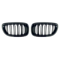 Καρδιές Μάσκας Για Bmw 3 E46 03-06 CoupeCabrio M4 Look Με Διπλή Γρίλια Μαύρο Γυαλιστερό 2 Τεμάχια-thumb-1