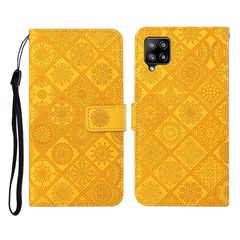 For Samsung Galaxy A12 Ethnic Style Embossed Pattern Horizontal Flip Leather Case with Holder & Card Slots & Wallet & Lanyard(Yellow)