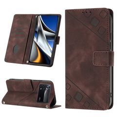 For Xiaomi Poco X4 Pro 5G Skin-feel Embossed Leather Phone Case(Brown)