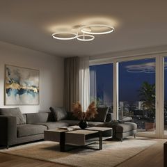 Φωτιστικό Οροφής LED 98W 9800lm 360° AC 220-240V IP20 Ρυθμιζόμενο Λευκό CCT με Χειριστήριο από 2700K έως 6000K Dimmable - Lumileds SMD Chip - Λευκό Ματ - Μ89 x Π60 x Υ19cm - 3 Χρόνια Εγγύηση
