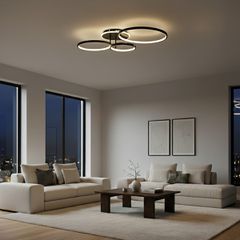Φωτιστικό Οροφής LED 98W 9800lm 360° AC 220-240V IP20 Ρυθμιζόμενο Λευκό CCT με Χειριστήριο από 2700K έως 6000K Dimmable - Lumileds SMD Chip - Μαύρο Ματ - Μ89 x Π60 x Υ19cm - 3 Χρόνια Εγγύηση