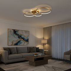 Φωτιστικό Οροφής LED 98W 9800lm 360° AC 220-240V IP20 Ρυθμιζόμενο Λευκό CCT με Χειριστήριο από 2700K έως 6000K Dimmable - Lumileds SMD Chip - Χρυσό Πλατίνα - Μ89 x Π60 x Υ19cm - 3 Χρόνια Εγγύηση