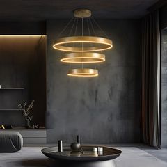 Κρεμαστό Φωτιστικό Οροφής LED 120W 12000lm 120° AC 220-240V IP20 Ρυθμιζόμενο Λευκό CCT με Χειριστήριο από 2700K έως 6000K Dimmable - Lumileds SMD Chip - Χρυσό Πλατίνα - Μ80 x Π80 x Υ80cm - 3 Χρόνια Εγ