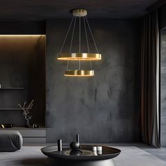 kelvo® VENOM KLV-101-0198 Κρεμαστό Φωτιστικό Οροφής LED 75W 7500lm 120° AC 220-240V IP20 Ρυθμιζόμενο Λευκό CCT με Χειριστήριο από 2700K έως 6000K Dimmable - Lumileds SMD Chip - Χρυσό Πλατίνα - Μ60 x Π