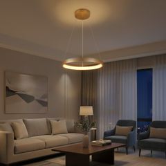 kelvo® NEMESIS KLV-101-0210 Κρεμαστό Φωτιστικό Οροφής LED 45W 4500lm 180° AC 220-240V IP20 Ρυθμιζόμενο Λευκό CCT με Χειριστήριο από 2700K έως 6000K Dimmable - Lumileds SMD Chip - Χρυσό Πλατίνα - Μ60 x