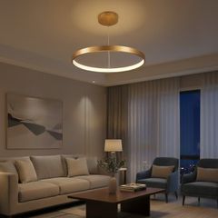 kelvo® NEMESIS KLV-101-0213 Κρεμαστό Φωτιστικό Οροφής LED 67W 6700lm 180° AC 220-240V IP20 Ρυθμιζόμενο Λευκό CCT με Χειριστήριο από 2700K έως 6000K Dimmable - Lumileds SMD Chip - Χρυσό Πλατίνα - Μ80 x
